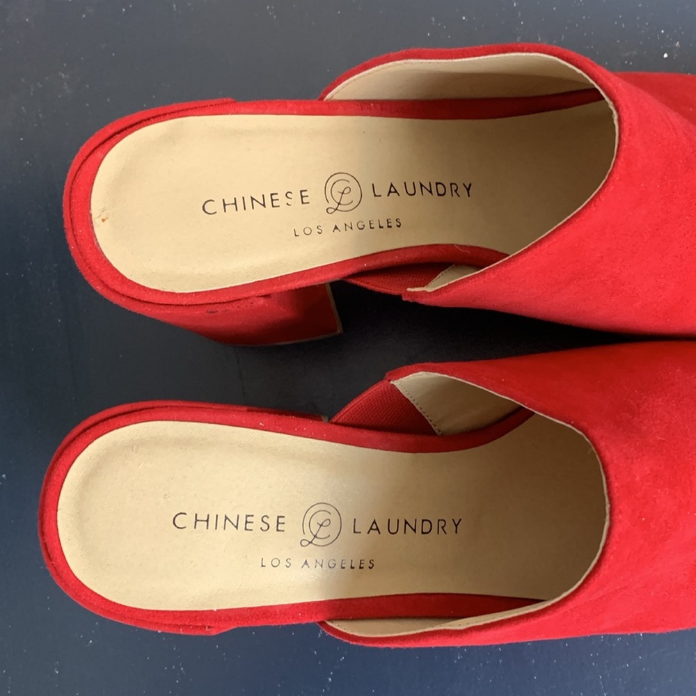 Chinese Laundry Los Angeles Women’s Red Open Toe Mules Size 7 - Picture 5 of 10